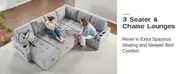 84 inch pull out couch tufted sofa bed with 2 usb cup holders l shape sleeper sofa with storage chaise light grey details 7