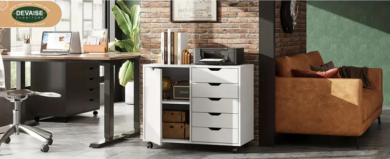     de   con 5 cajones y puerta, gabinete de almacenamiento m&oacute;vil,     impresora       detalles 2