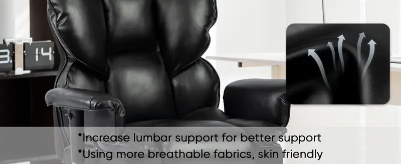 silla de   con reposapiés, silla de     y  , silla ejecutiva ergonómica de respaldo   con reposabrazos gruesos ajustables, cojín lumbar extraíble, reclinación de 90-135° para   en   en casa -   detalles 2