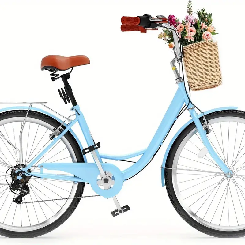 Bicicleta de paseo para mujer Balconera, bicicleta de cercanías de 24 y 26 pulgadas para adultos, bicicleta para mujer de 1 y 7 velocidades con cesta, asiento ajustable, varios colores detalles 4