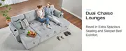 84 inch pull out couch tufted sofa bed with 2 usb cup holders l shape sleeper sofa with storage chaise light grey details 6