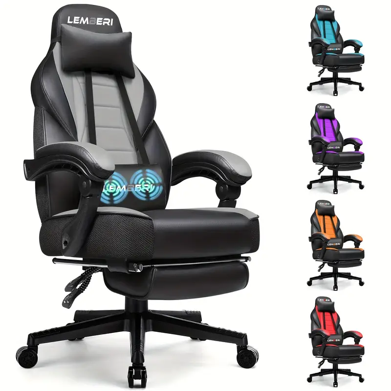 sillas de juego y altas con reposapiés, sillas de videojuegos ergonómicas para adultos, capacidad de peso de 400 , silla de de computadora estilo con reposacabezas y soporte lumbar detalles 1