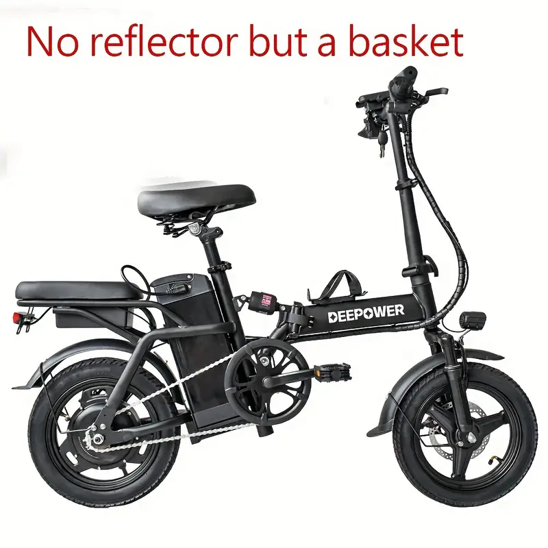 Bicicletas eléctricas plegables para adultos, motor de 400 W, velocidad de 20 MPH, neumático de 14, batería extraíble de 10 AH para bicicleta eléctrica, absorción de múltiple, viajero , luces de de izquierda y derecha, , soporte para botella de agua, canasta detalles 1