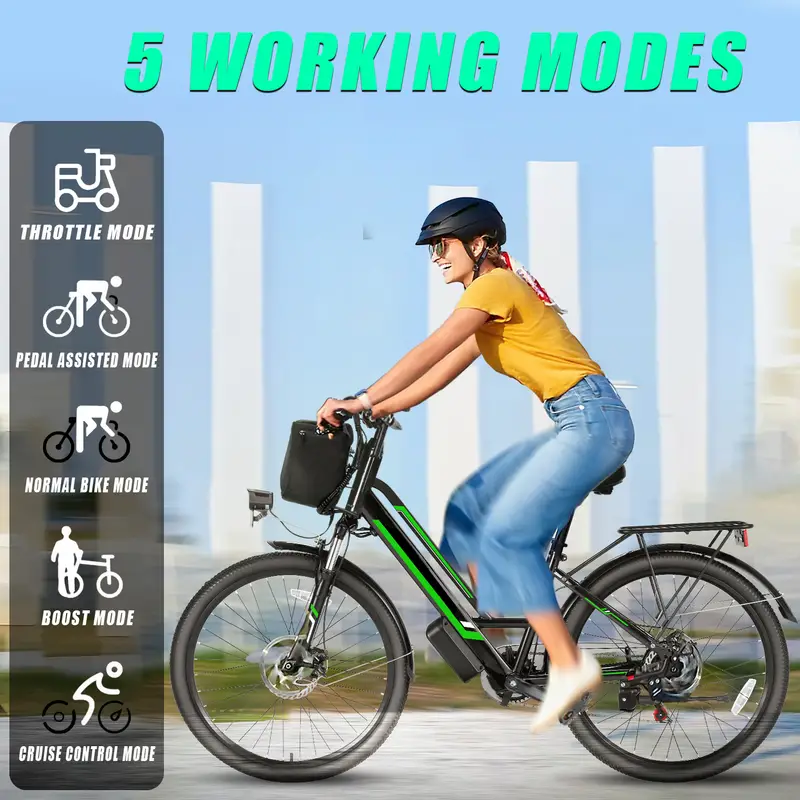Bicicleta eléctrica para adultos, motor de 500W, Ebike de 26 con batería de 48V, velocidad de 20MPH, bicicleta eléctrica para hombres y mujeres detalles 1