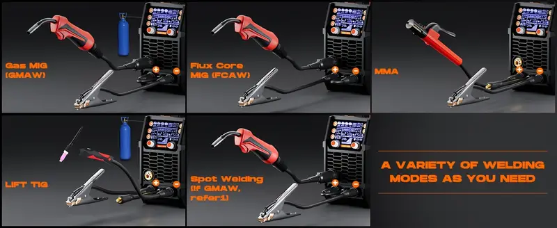 Soldadora MIG de 250 amperios con      /220V,   de soldadura 5 en 1 MIG/ /  TIG  /gasless, soldadora MIG       de la soldadura de   y   al   detalles 4