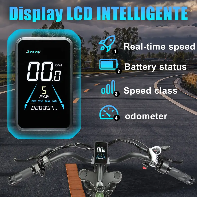 Bicicleta eléctrica   de 20   con neumáticos gruesos - Motor dual sin escobillas de 170NM, batería removible de 48V 23Ah 1104WH, velocidad   de  /h, ideal para entusiastas  , camping y cruceros en   detalles 12