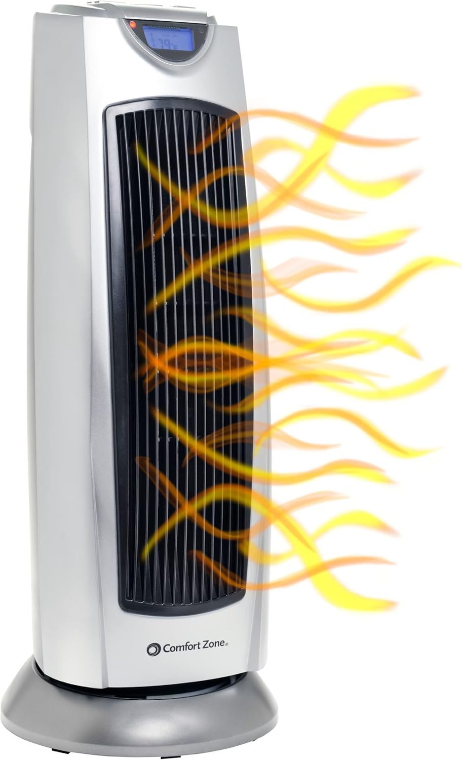 Comfort Zone CZ499R Calentador de torre de cerámica oscilante de 1500 W con control remoto, oscilación de 90 grados, termostato digital retroiluminado con visualización de temperatura, temporizador y sensor de sobrecalentamiento integrado