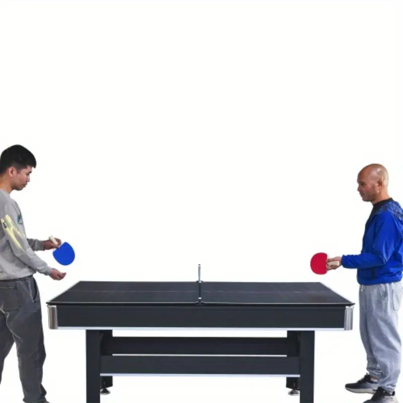 Mesa de billar de 6 pies con mesa de tenis de mesa - Negra con tela roja detalles 0