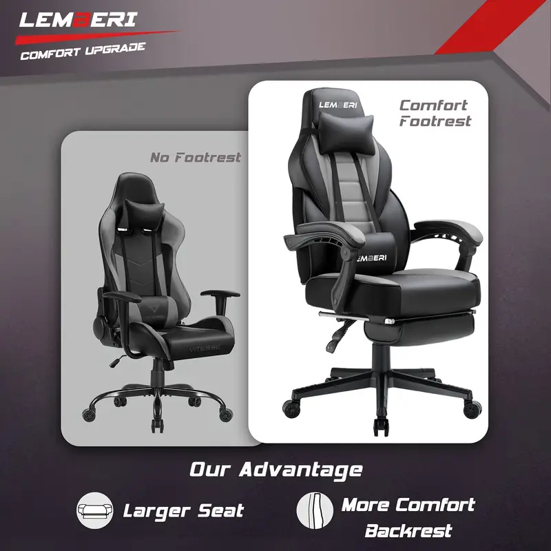 sillas de juego y altas con reposapiés, sillas de videojuegos ergonómicas para adultos, capacidad de peso de 400 , silla de de computadora estilo con reposacabezas y soporte lumbar detalles 5