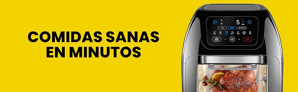 chefman horno, freidora de aire, air fryer, cocina saludable, cocinar, crujiente, menos aceite,