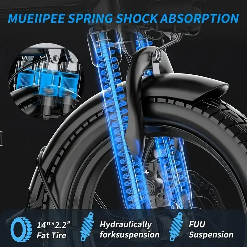 Bicicleta eléctrica para adultos, 48V 15AH, 20MPH 35 millas, bicicletas eléctricas para mujeres y hombres, motor sin escobillas de 500W, neumáticos ligeros de 14 pulgadas plegables, pantalla LCD inteligente detalles 7