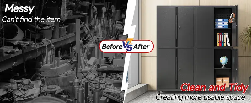 wheeled metal storage cabinet steel garage storage cabinet with lock and adjustable dividers   used as a high tool cabinet for home office garage pantry details 2