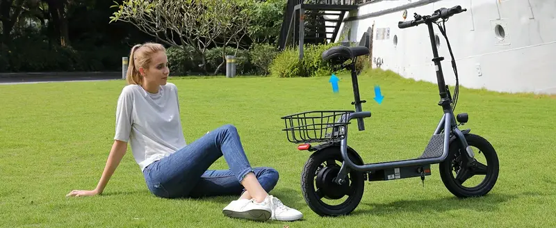 Patinete Eléctrico Plegable De 500W Con Asiento Para Adultos, Batería De 48V, Alcance De 25 Millas Y 20 Mph, Neumáticos De 14 Y Asiento Con Amortiguación De Impactos, 3 Modos De Velocidad Y Sistema De Frenos Doble Y Monitor LCD, Carga   De 300 Libras detalles 0