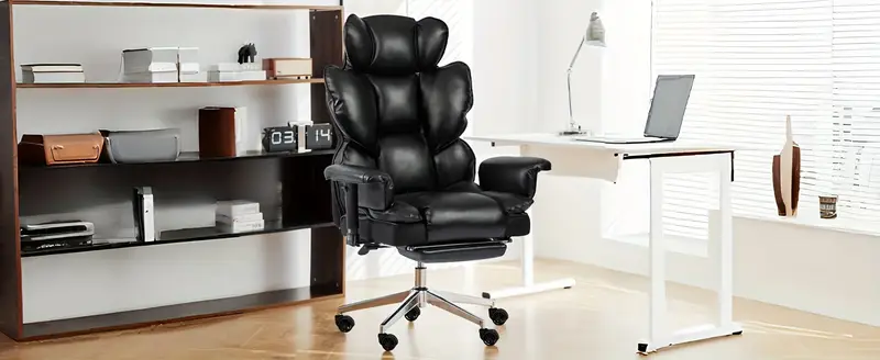 silla de   con reposapiés, silla de     y  , silla ejecutiva ergonómica de respaldo   con reposabrazos gruesos ajustables, cojín lumbar extraíble, reclinación de 90-135° para   en   en casa -   detalles 5