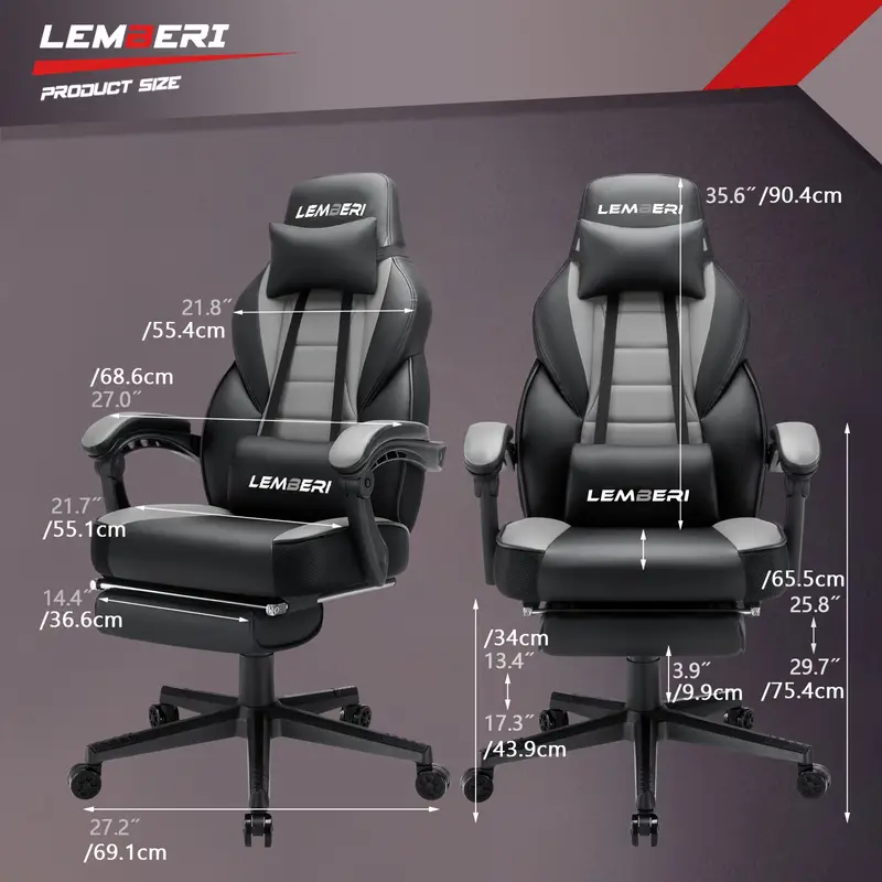 sillas de juego y altas con reposapiés, sillas de videojuegos ergonómicas para adultos, capacidad de peso de 400 , silla de de computadora estilo con reposacabezas y soporte lumbar detalles 0