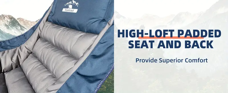 Silla de camping mecedora de gran tamaño , sillas de camping totalmente acolchadas para adultos con bolsillo lateral y portavasos, capacidad de 500 libras para trabajo pesado, y gris detalles 6