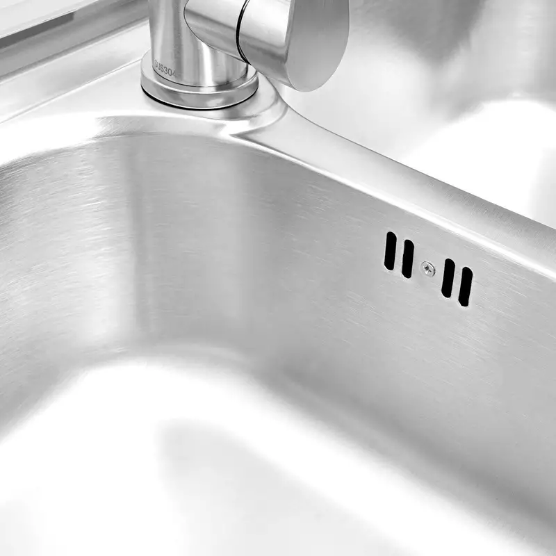 Fregadero comercial de cocina con 2 cubetas, fregadero utilitario de 2 compartimentos con 2 escurridores y 2 estantes, fregadero de cocina independiente de acero inoxidable 304 detalles 6