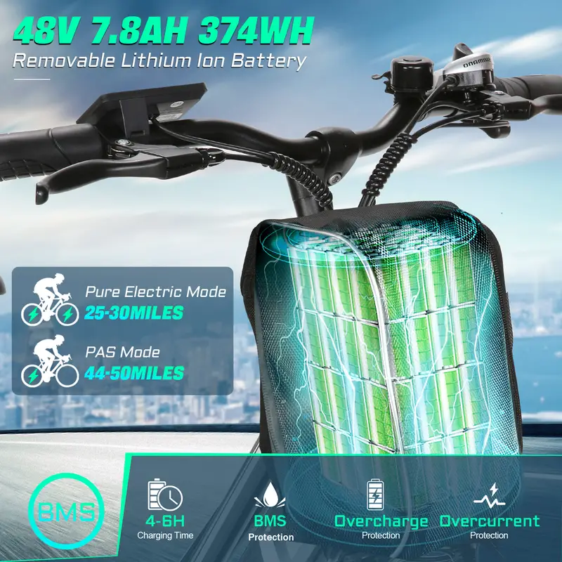 Bicicleta eléctrica para adultos, motor de 500W, Ebike de 26 con batería de 48V, velocidad de 20MPH, bicicleta eléctrica para hombres y mujeres detalles 5