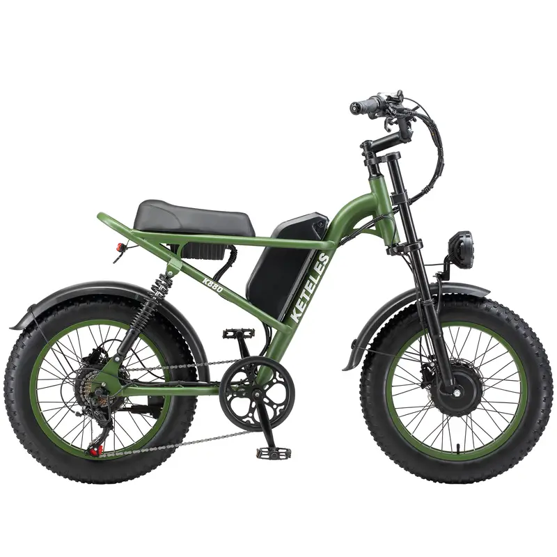 Bicicleta eléctrica   de 20   con neumáticos gruesos - Motor dual sin escobillas de 170NM, batería removible de 48V 23Ah 1104WH, velocidad   de  /h, ideal para entusiastas  , camping y cruceros en   detalles 9