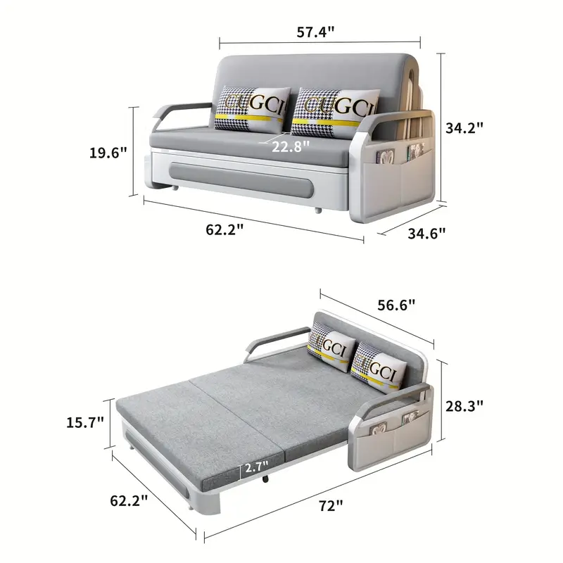 Sofá cama de almacenamiento elástico multifuncional moderno y minimalista de 62.2 pulgadas para diversos hogares, apartamentos, salas de conferencias, oficinas, vehículos recreativos y ¡ ! detalles 4