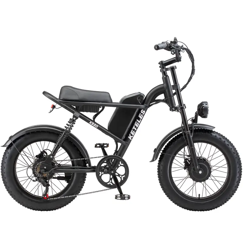 Bicicleta eléctrica   de 20   con neumáticos gruesos - Motor dual sin escobillas de 170NM, batería removible de 48V 23Ah 1104WH, velocidad   de  /h, ideal para entusiastas  , camping y cruceros en   detalles 8