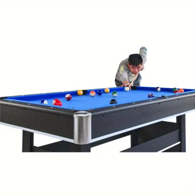 Mesa de billar de 6 pies con mesa de tenis de mesa - Negra con tela roja detalles 3