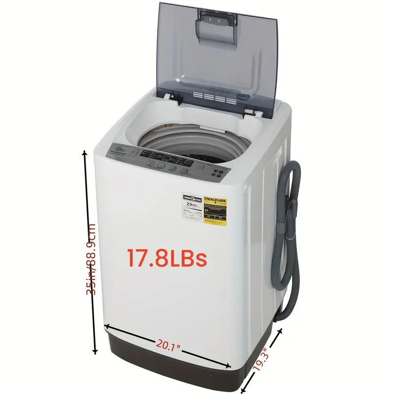 Lavadora Portátil, Capacidad de 13.5  /17.8  , Lavadora y Secadora Portátil de 1.8/2.4 pies cúbicos con bomba de drenaje, 10 programas y 8 niveles de agua para   y apartamentos,   Transparente y Pantalla LED detalles 4
