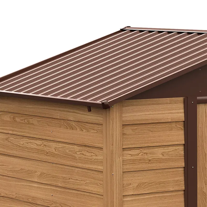   8 x 6 outdoor storage shed garden   with foundation kit 4 vents and   sliding doors for backyard patio garage lawn brown details 7