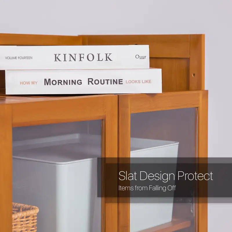 Gabinete para zapatos con puertas acr&iacute;licas, organizador de almacenamiento de 9 niveles de bamb&uacute; con ganchos laterales para 41-45 pares de entrada de casa. detalles 7