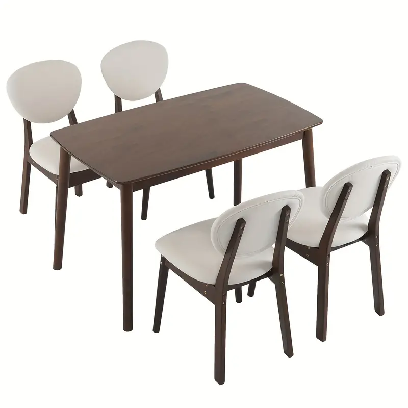 Mesa de comedor rectangular de madera de     con bolsa   y juego de sillas 1 mesa 4 sillas Cojín   detalles 0