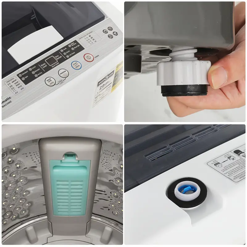 Lavadora Portátil, Capacidad de 13.5  /17.8  , Lavadora y Secadora Portátil de 1.8/2.4 pies cúbicos con bomba de drenaje, 10 programas y 8 niveles de agua para   y apartamentos,   Transparente y Pantalla LED detalles 2