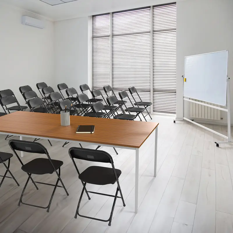 Silla plegable de plástico blanco en paquete de 4/6/10, portátil y plegable para uso interior y exterior, con marco de acero y capacidad de 350 lb. para eventos, oficina, bodas, fiestas, picnics, cocina y comedor detalles 13