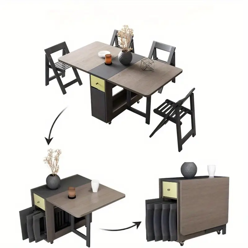 Mesa de   plegable con estante de almacenamiento, mesa   móvil  , mesa   que    . detalles 1