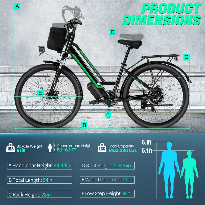 Bicicleta eléctrica para adultos, motor de 500W, Ebike de 26 con batería de 48V, velocidad de 20MPH, bicicleta eléctrica para hombres y mujeres detalles 7