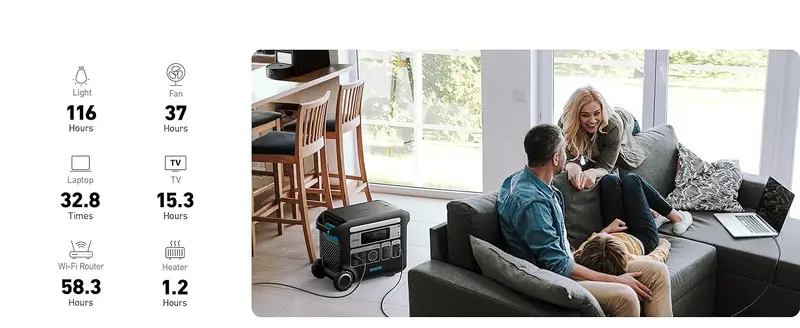 Estaci&oacute;n de energ&iacute;a port&aacute;til     767 reacondicionada,     de 2400 W con bater&iacute;as     &uacute;til 6 veces m&aacute;s  ,       2048 Wh    ,    , RV (     ) detalles 2