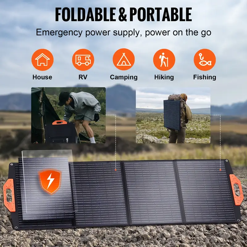   portable monocrystalline solar panel monocrystallin120w foldable e etfe solar charger 23   solar panel with type c   18v qc3 0 usb port waterproof for home off grid hiking details 6