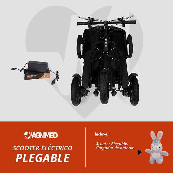 Silla De Ruedas Electrica Scooter Plegable | Facil transporte, Luces delanteras, Botón de control de avance y retroceso, Soporta 100 Kg-Muñeca