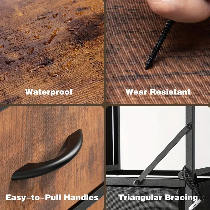 Dormitorio Cómoda, Cómoda y Cajonera Cómoda Organizador con 9 Cajones de Almacenamiento de Tela    , Cómoda de Dormitorio con   de Madera, Marco Engrosado, Para Armarios, Habitaciones, Pasillos detalles 1