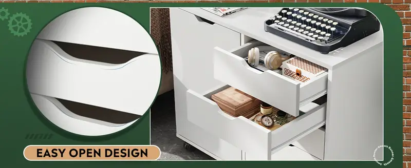     de   con 5 cajones y puerta, gabinete de almacenamiento m&oacute;vil,     impresora       detalles 4