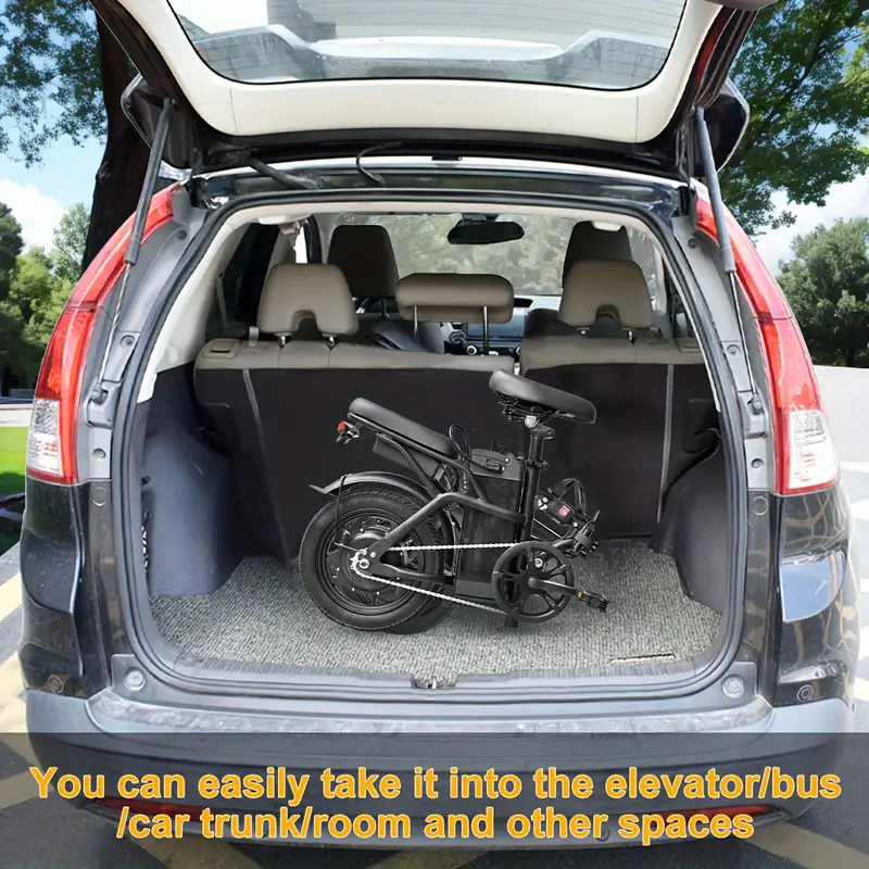 Bicicletas eléctricas plegables para adultos, motor de 400 W, velocidad de 20 MPH, neumático de 14, batería extraíble de 10 AH para bicicleta eléctrica, absorción de múltiple, viajero , luces de de izquierda y derecha, , soporte para botella de agua, canasta detalles 5