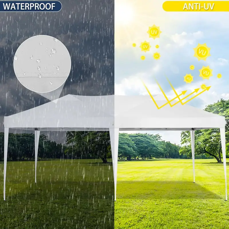   10×20 pies carpa parasol   con   laterales desmontables, fácil de instalar, carpa parasol comercial para exteriores, adecuada para fiestas/patio/carpa de exhibición, pabellón impermeable y  + con bolsa de transporte detalles 4