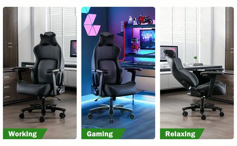Silla de juego   y   para adultos de 450   - Silla de   ergonómica resistente con base de metal  , soporte lumbar   y reposabrazos mejorados Respaldo   y tamaño   Silla de computadora detalles 1