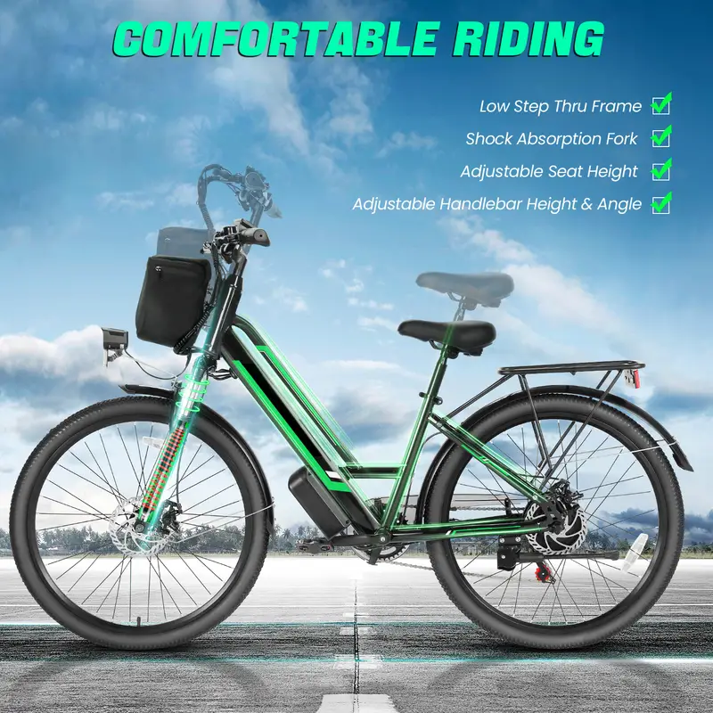 Bicicleta eléctrica para adultos, motor de 500W, Ebike de 26 con batería de 48V, velocidad de 20MPH, bicicleta eléctrica para hombres y mujeres detalles 2