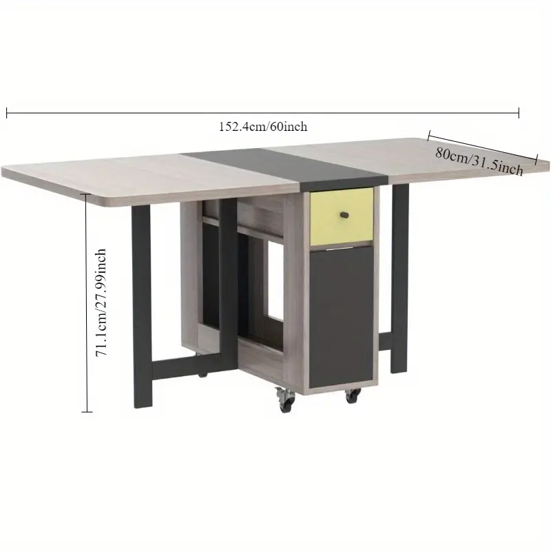 Mesa de   plegable con estante de almacenamiento, mesa   móvil  , mesa   que    . detalles 3