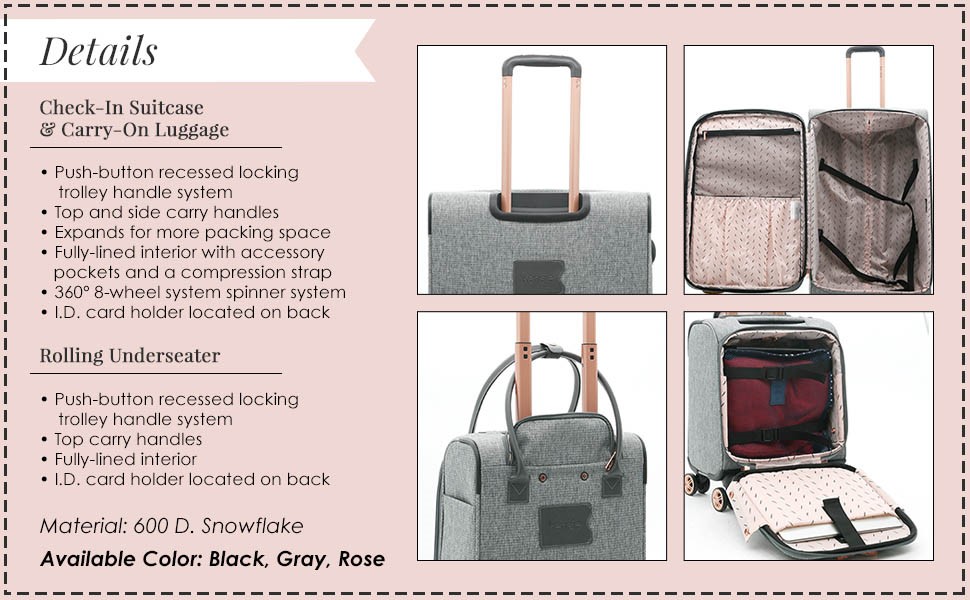 Colecci&oacute;n Hudson, juego de 3 piezas, subasiento, equipaje de mano, facturaci&oacute;n, veliz, viaje, hilanderos