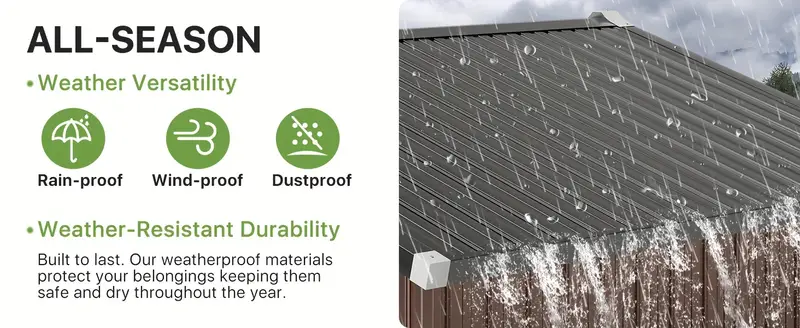 Cobertizo de almacenamiento para exteriores de 8.5 X 5.6, cobertizo de metal con puerta con cerradura para patio trasero, jardín detalles 2