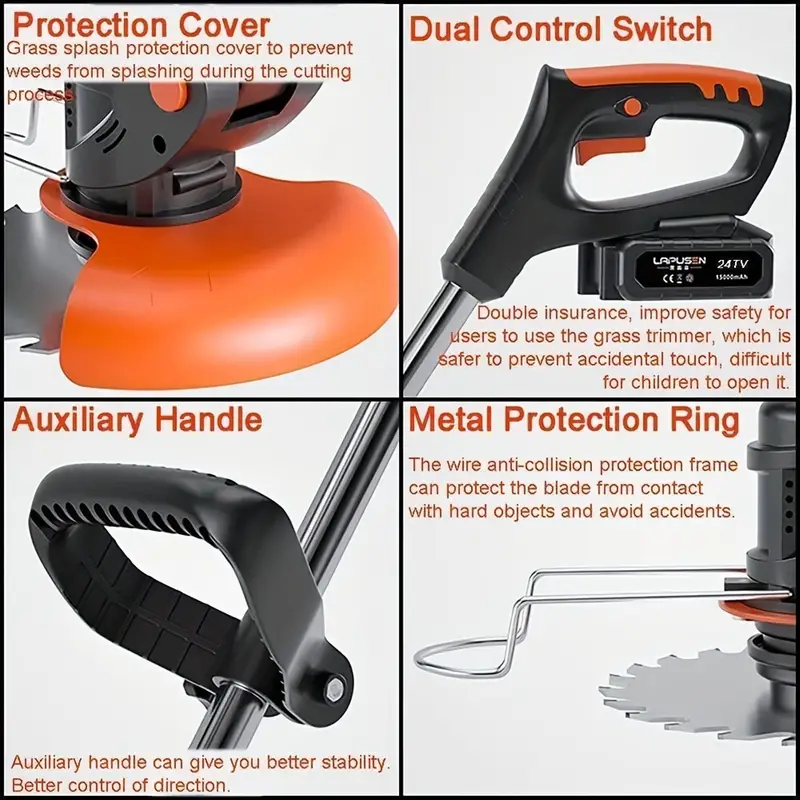 cordless electric lawn eater edger yard grass string trimmer cutter mower details 2