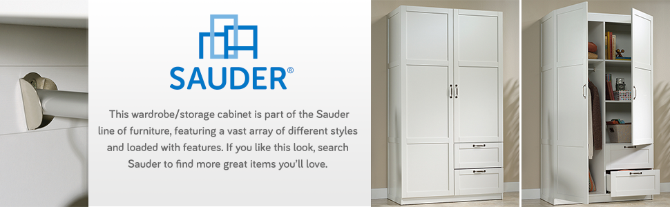 Sauder Miscellaneous Storage Wardrobe/Storage Cabinet/ Pantry Cabinet in a White finish