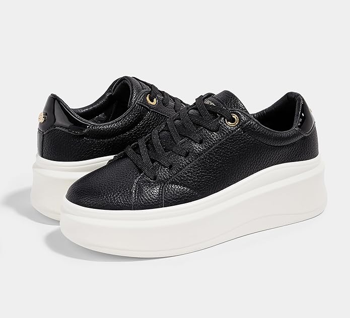 Women's Platform Fashion Sneakers Faux Leather Classic Tennis Shoes Low Top Casual Walking Shoes