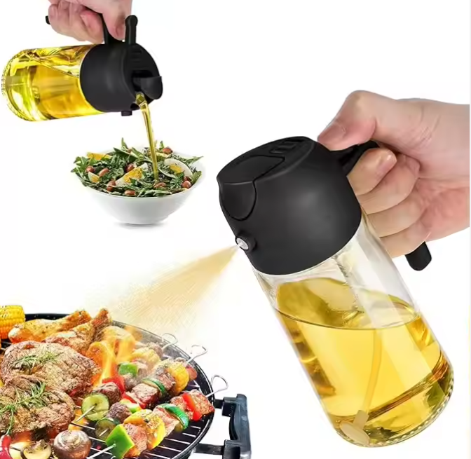 Purpose Oil Spray Can 470ml Kitchen Oil Spray Bottle Push-type Integrated Oil Bottle